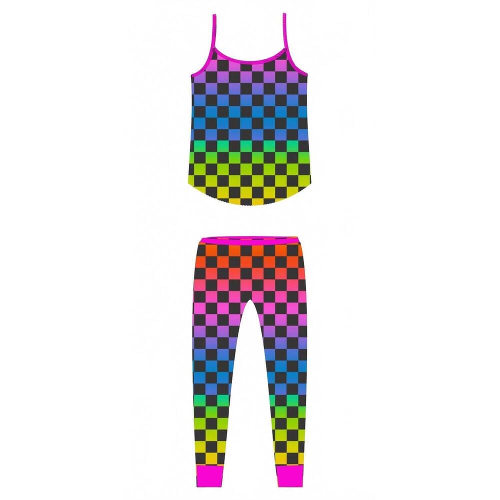 NEW ROWDY SPROUT girl's checker camisole tank set in rainbow